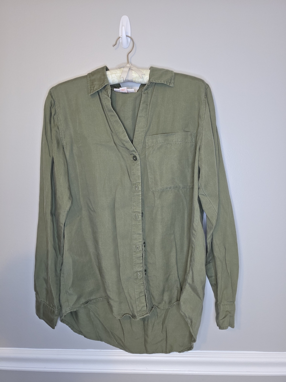Knox Rose Olive Green Casual Button-Down Shirt